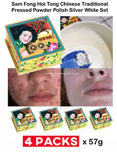 Traditional Face Powder Sam Fong Hoi Tong Chinese Polish White Set X 4 PACKS - Picture 1 of 8