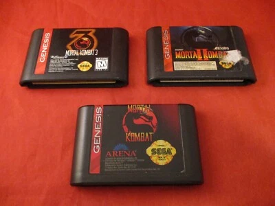 Mortal Kombat Trilogy Sega Genesis MK I II III games WORKS! #B1 - Image 1 of 3