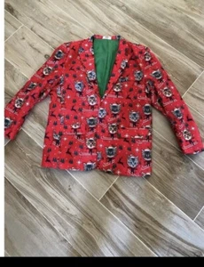 Holiday time cat theme jacket with tie - Picture 1 of 5