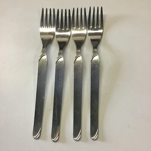 Inox Gnutti 18/10 Unknown Pattern  Art Deco Wave Flatware Lot of 4 Salad Forks - Picture 1 of 2