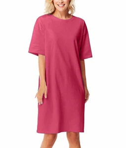 Womens Sleepwear T-shirt Sleepshirt Beach Cover Tee Night Gown Cotton Colors Top - Picture 1 of 17