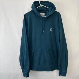 Original Penguin Hoodie Sweatshirt Mens Size Large Teal Blue Pullover Pocket EUC - Picture 1 of 11