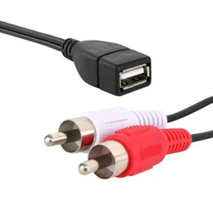 USB 2.0 Female to 2 RCA Male Plug Audio Video Extension Cable Cord Converter - Picture 1 of 3