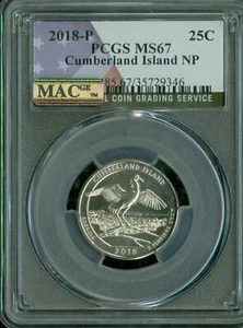 2018 P CUMBERLAND FLAG QUARTER PCGS MS67 PQ 2ND FINEST REGISTRY MAC SPOTLESS * - Picture 1 of 4