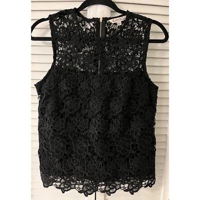 Nanette Lapore Women's Black Lace Sleeveless Blouse Size 8 - A+ Foto 1 de 4