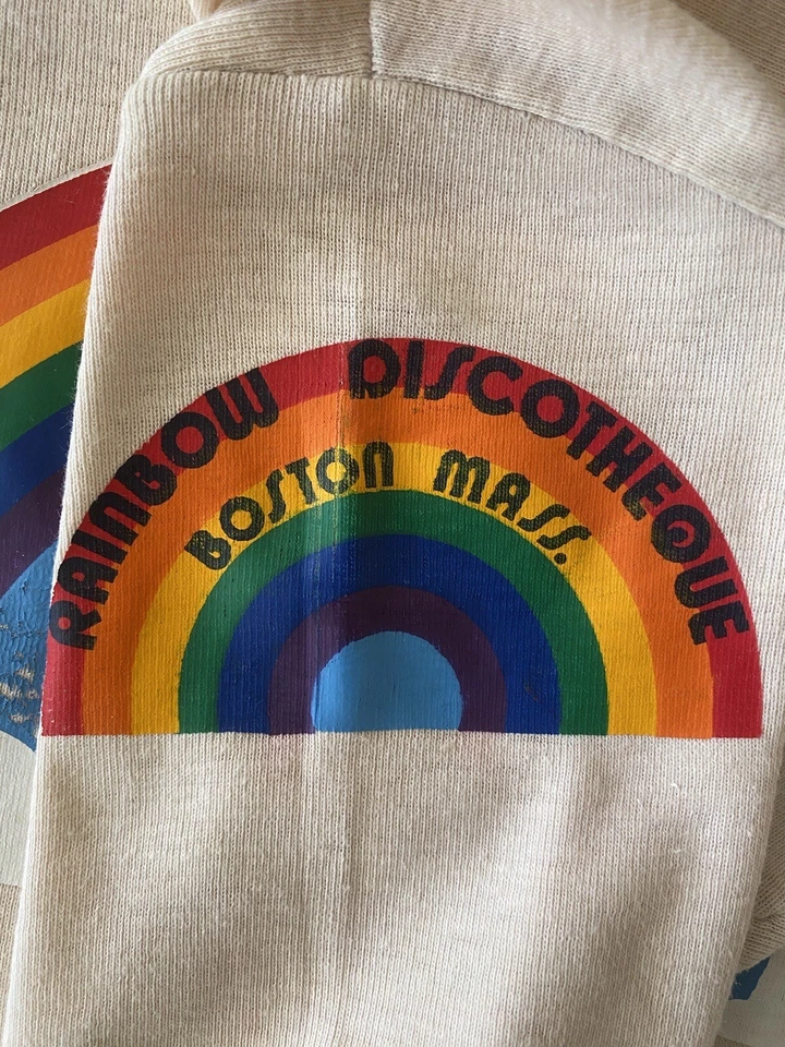 20 世纪 70 年代/80 年代彩虹迪斯科舞厅 T 恤波士顿 MA LGBTQ 同性恋兴趣迪斯科俱乐部 — 第 1/4 张图片