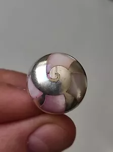 Vintage Women's Solid Silver Pink Mother of Pearl Ring - Picture 1 of 12