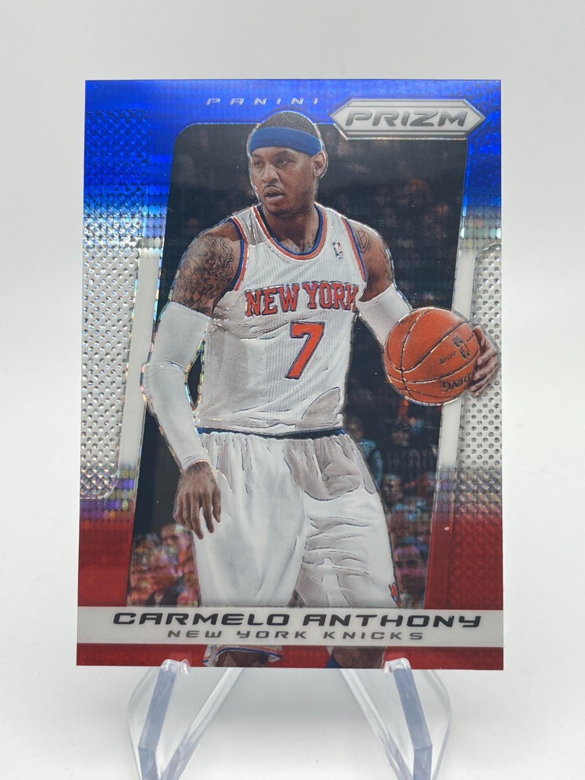 2013-14 Prizm CARMELO ANTHONY Red White Blue Pulsar #49 New York Knicks
