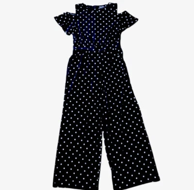 Mono The Limited Grande Azul Marino Pierna Ancha Lunares Cremallera Hombro Frío Foto 1 de 4