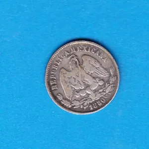 1880 Mexico Go-S Silver 25 Centavos Coin - Picture 1 of 4