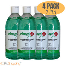 4 X FLACONE PRIMAGEL PLUS GEL IGIENIZZANTE MANI PULITE DETERGENTE 2 LITRI ALCOOL