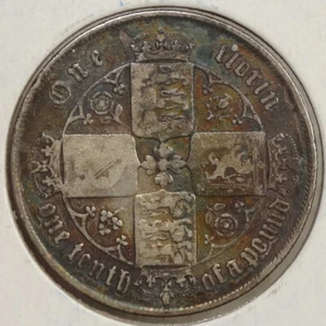 Great Britain 1859 Gothic Florin, Original with Nice Color 0505-05 - Picture 1 of 3