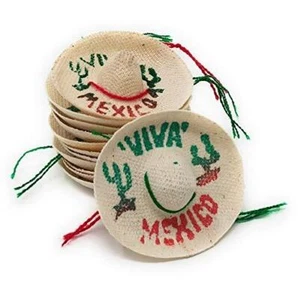 Mini Mexican Sombrero Hats 12 Pack – Mexican Fiesta Decorations – Cinco de - Picture 1 of 7
