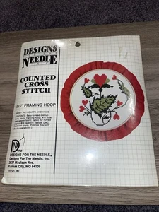 Counted Cross Stitch Kit Hearts And Vines Designs for the Needle 1983 7” Hoop - Picture 1 of 2