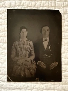 Large Antique Tintype Photo of a Nice Looking Victorian Couple 6.5” x 8.5” (f4) - Picture 1 of 2