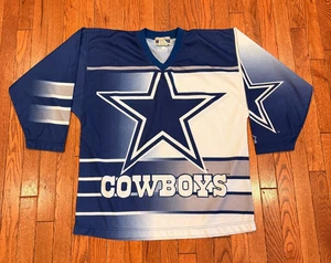 Vintage Dallas Cowboys 90's Starter NFL Hockey Jersey Star Print Shirt Mens XL - Picture 1 of 10