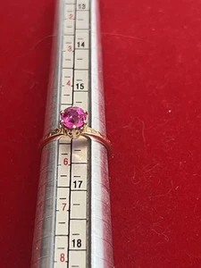 Vintage Pink Sapphire Solitaire 14K Yellow Gold Engagement? Size 5.25 Ring 2.1 g - Picture 1 of 6