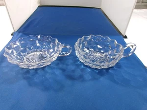Set of 2 Different Vintage Fostoria American Clear Cubist Nappy Bowls - Picture 1 of 8