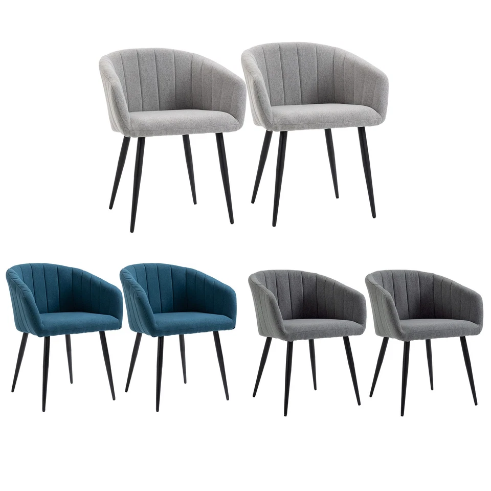 HOMCOM Set 2 Sedie Moderne Imbottite con Rivestimento Effetto Lino - Immagine 1 di 1