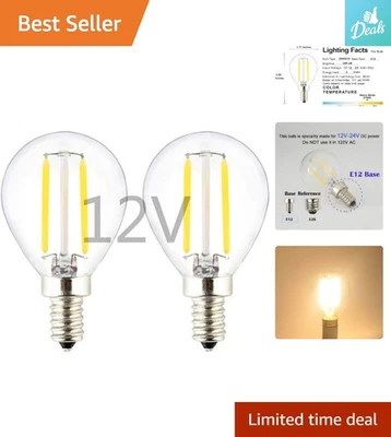 Energy-Saving 2W E12 LED Globe Bulb, Antique Design, 2700K Warm Glow - 2-Pack - Image 1 of 4
