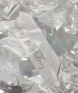 DELUXE HAPPY BIRTHDAY SASH IN WHITE & SILVER WITH DIAMANTE DETAILS - Picture 1 of 1