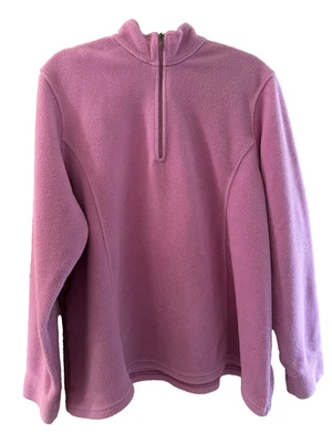 LL Bean 1X Mauve Polar Fleece Pullover 1/4 Zip - Image 1 of 4