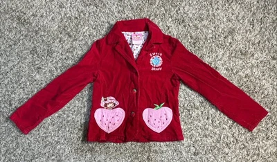 Jaqueta de veludo vermelha vintage morango shortcake meninas tamanho 7/8 2005 Y2K - Imagem 1 de 4