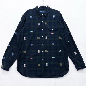 Ralph Lauren Polo Shirt XL Blackwatch Plaid Tartan Green Blue Button Down - Picture 1 of 3