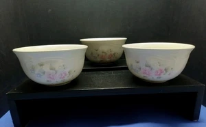 Vtg Pfaltzgraff TEA ROSE 3 Mixing Bowls 7" 1Qt Scalloped Edge USA - Picture 1 of 4