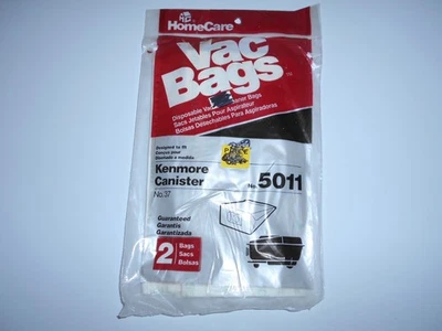 Sacos de aspirador de pó HomeCare 37 Kenmore Canister 5011 QTD 2 (2 SACOS POR PACOTE) - Imagem 1 de 2