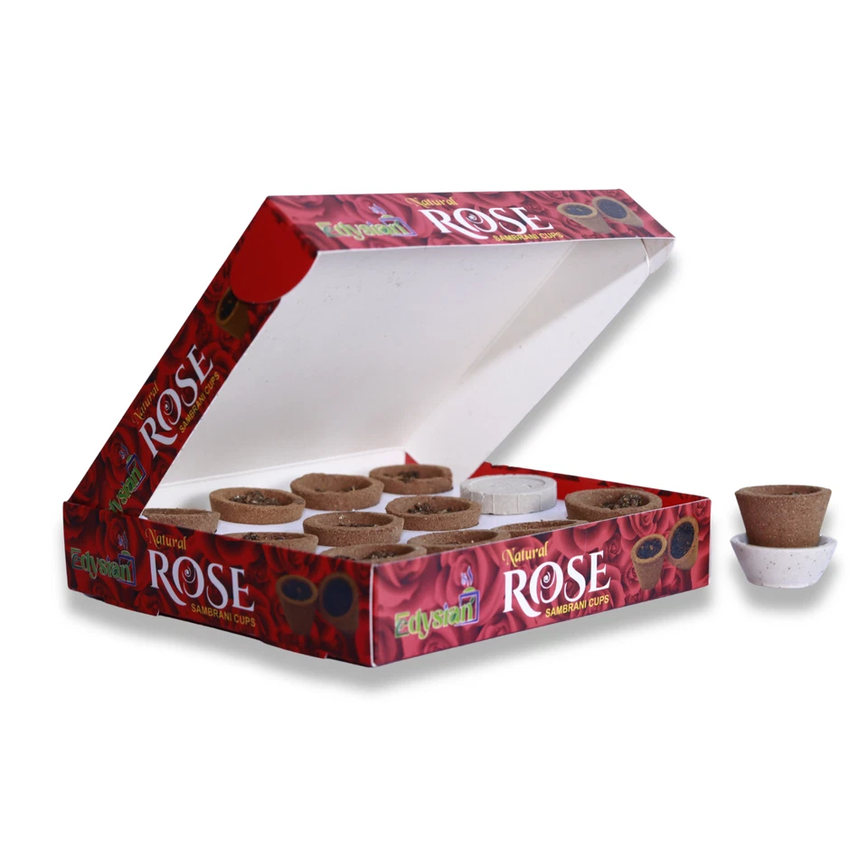 Edysian Hecho a Mano Sambrani Loban Pooja Tazas con Estiércol de Vaca 100% Natural (12x4 piezas) Foto 1 de 4