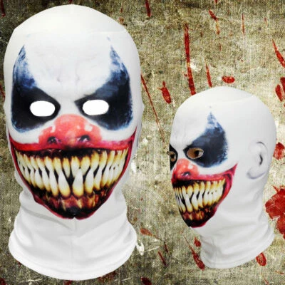 Halloween White Crazy Joker Balaclava Mask Ghost Cosplay Face Hood Prop Role Cos - Image 1 of 4