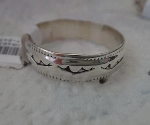 size 11.5 Sterling Silver Stamped design Handcrafted Navajo 6mm wide Band Ring - Picture 1 of 10