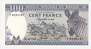 Rwanda 100 Francs 24-4-1989 Pick 19 UNC Uncirculated Banknote Serial Y - Picture 1 of 2