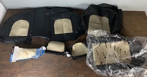 New Coverking Cashmere/Black Leatherette Front & Back Seat Covers For Volvo XC90 - Picture 1 of 2