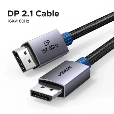 UGREEN DisplayPort Cable DP2.1 16K 60Hz 80Gbps HDR Video Audio For PC TV Monitor - Image 1 of 4