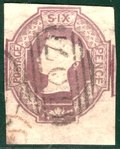 GB QV EMBOSSED Stamp SG.59 6d Lilac WMK REVERSED Large Marginal Cat £1,000+SBR30 - Picture 1 of 6