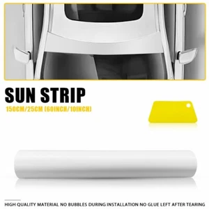 White Sun Visor Strip Windshield Banner Vinyl Long Lasting 60"x10" Blank Decal - Picture 1 of 10