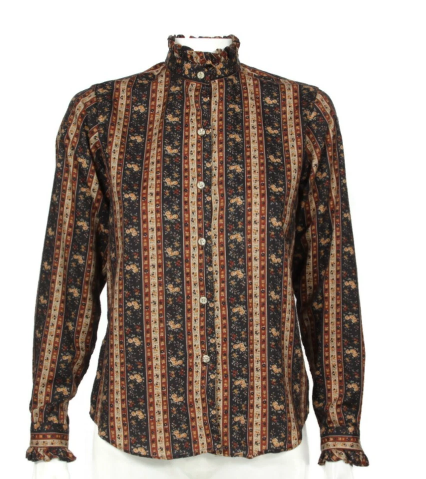 Top De Colección Años 90 ORVIS Calico Floral Pradera Occidental Botón Volantes Cuello Talla 8/275 Foto 1 de 4