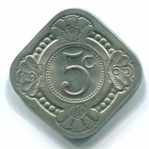 5 CENTS 1965 NETHERLANDS ANTILLES Nickel Colonial Coin #S12453C - Picture 1 of 3