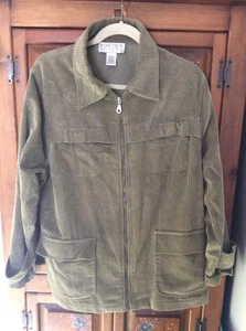 NORTON STUDIO Green Zip Up Green CORDUROY Jacket Size 12 - Picture 1 of 8
