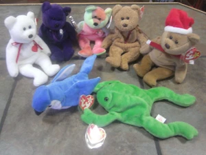 TY BEANIE BABYS ~ MENGE (7) ~ EINE ZEIT LANG AUSGESTELLT, DANN GELAGERT ~ SEHR GUTER ZUSTAND - Bild 1 von 3