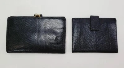 Винтажный Кожаный черный BOND STREET монета сумочки бумажник, карты держатель набор из 2 - Изображение 1 из 4