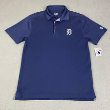 Detroit Tigers Polo Shirt Mens Medium Blue Under Armour MLB Baseball Breathable