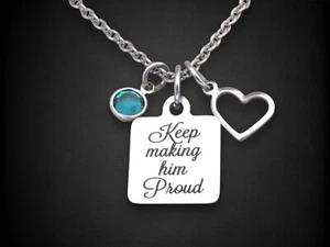 Collar Sigue haciéndolo orgulloso, pérdida de papá, joyería conmemorativa simpatía hija - Imagen 1 de 6