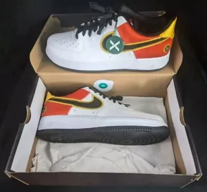 Nike Low Raygun Talla 11 Air Force 1 Blanco/Negro/Naranja Para Hombre Excelente Estado - Imagen 1 de 11