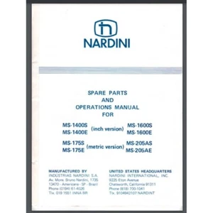 NARDINI MASCOTE Lathe MS-1400S Spare Parts, Operator Manual 77 pages comb bound - Picture 1 of 1