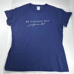 Baumwoll T-Shirt Grafik Be Curious Not Judgemental Port Co Gr. XL dunkelblau - Bild 1 von 8