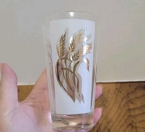 Vaso de vaso de trigo vintage MCM 5 1/4" borde dorado F-16 - Imagen 1 de 7