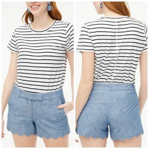 J.Crew Factory Baumwolle Chambray Jakobsmuschel Saum Knopfleiste 4" Shorts Größe 6 - Bild 1 von 10